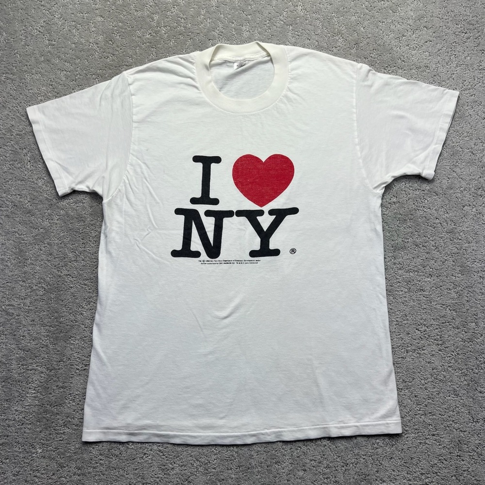 VINTAGE Jockey T Shirt Mens White Large I Love NY New York City Souvenir 90s